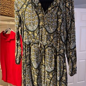 Spartina 449 Black and Yellow Long Sleeve Dress